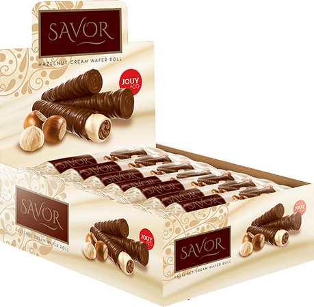 Savor Hazelnut Wafer Roll Display Box